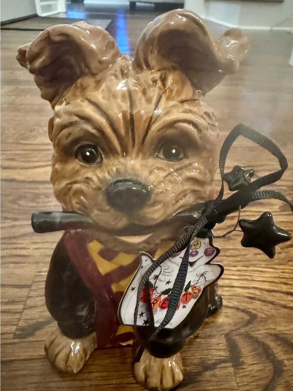 Blue Sky Clayworks Harry Potter Dog Figurine with Red and Yellow Scarf